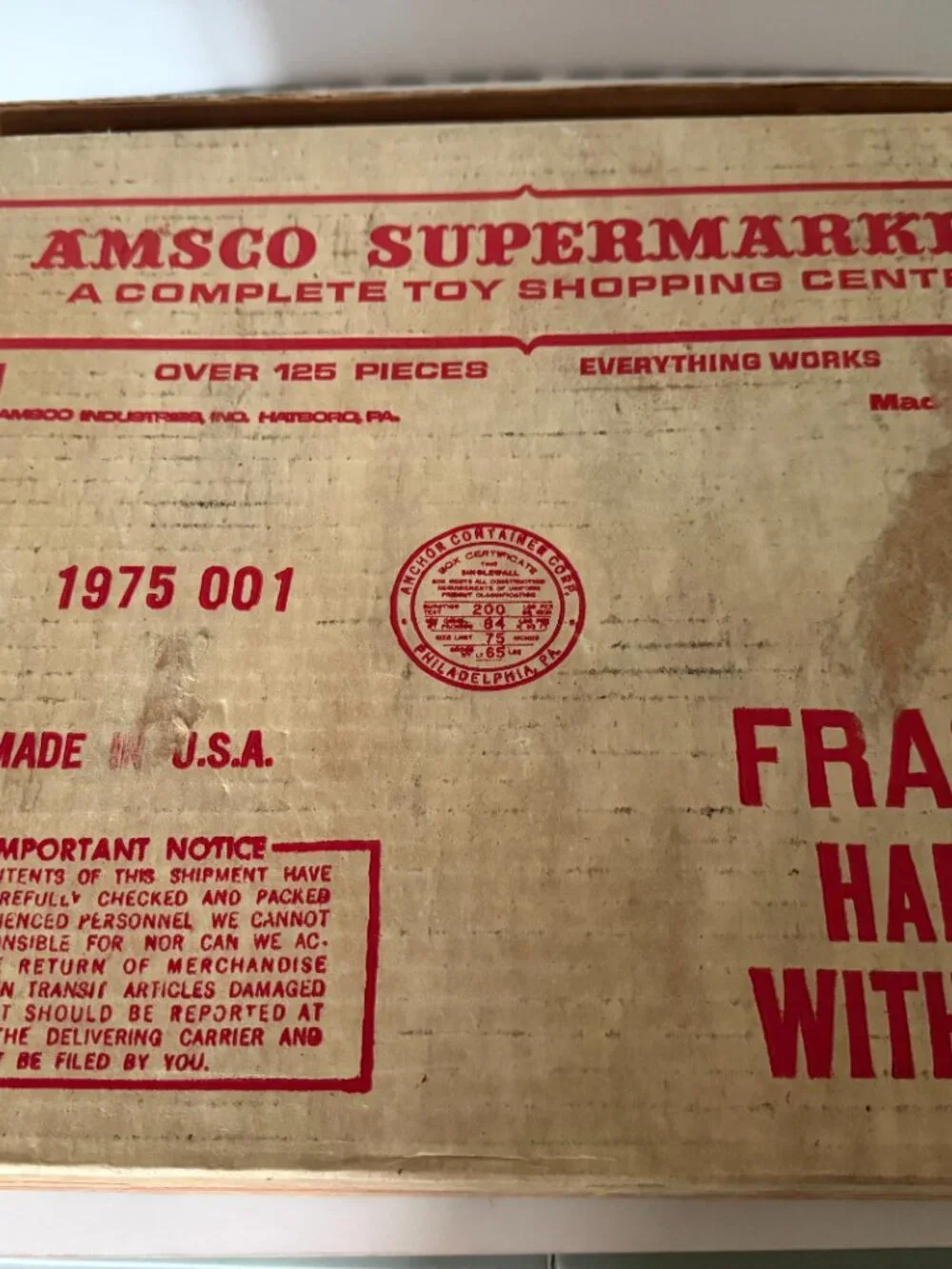 Vintage Amsco Supermarket With Original Box 1965 Shopping Playset W Accessories